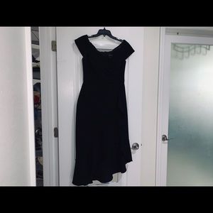 XSCAPE Black Off The Shoulder Ruffle Mini dress